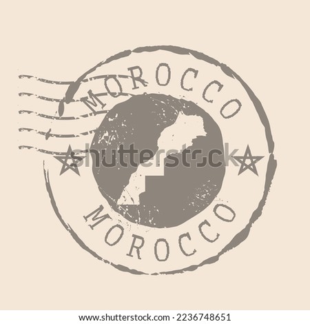 Stamp Postal of Morocco. Map Silhouette rubber Seal.  Design Retro Travel. Seal of Map Morocco grunge  for your design.  EPS10