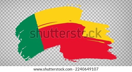 Flag Benin brush stroke background.  Flag waving Benin on transparent background for your web site design, app, UI.  EPS10.
