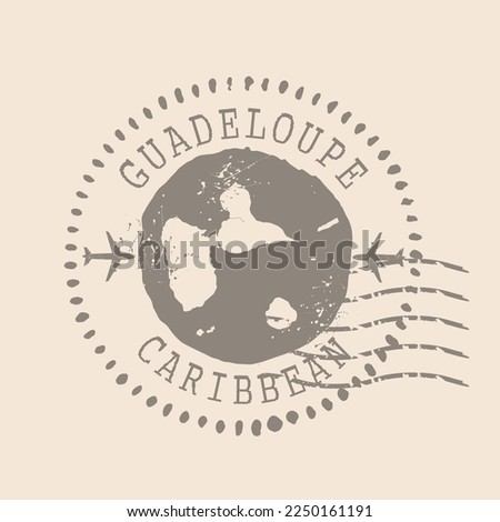 «Guadeloupe - Caribbean» Stamp Postal. Map Silhouette rubber Seal.  Design Retro Travel. Seal of Map Guadeloupe grunge  for your web site design, app, UI.  EPS10.