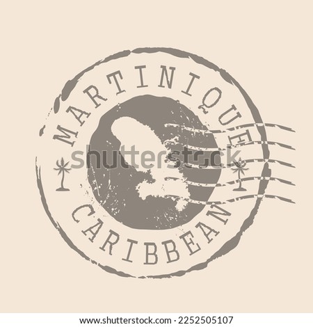 Martinique Stamp Postal. Map Silhouette rubber Seal.  Design Retro Travel. Caribbean. Seal of Map Martinique  grunge  for your web site design, app, UI.  EPS10.