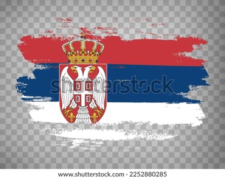 Flag of  Serbia brush stroke background.  Flag Serbia  on transparent background for your design, app, UI.  Stock vector. EPS10.