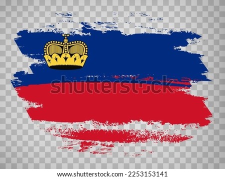 Flag of  Liechtenstein brush stroke background.  Flag Liechtenstein on transparent background for your design, app, UI.  Stock vector. EPS10.