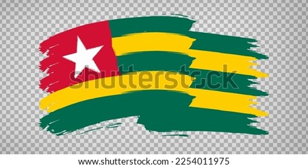 Flag Togo brush stroke background.  Flag waving Togo on transparent background for your web site design, app, UI.  EPS10.