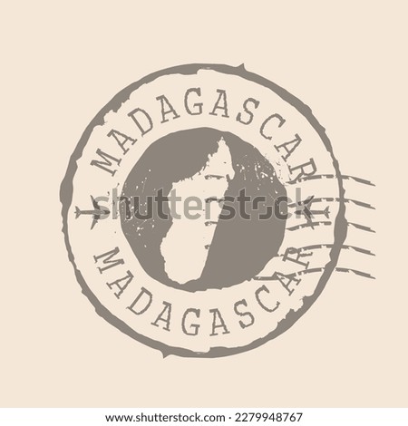 Stamp Postal of Madagascar. Map Silhouette rubber Seal.  Design Retro Travel. Seal  Map Madagascar grunge  for your design.  EPS10