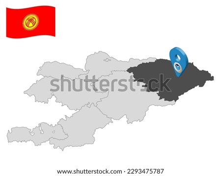 Location Issyk-Kul Region on map Kyrgyzstan. 3d Issyk-Kul Region location sign. Quality map with  Provinces of Kyrgyzstan for your web site design, logo, app, UI. Stock vector. EPS10.