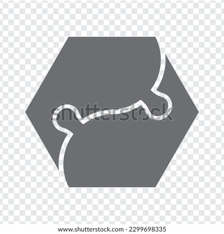Simple icon hexagon puzzle in gray. Simple icon hexagon puzzle of the two elements  on transparent background for your web site design, app, UI. EPS10.