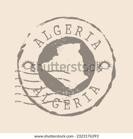 Stamp Postal of Algeria. Map Silhouette rubber Seal.  Design Retro Travel. Seal  Map of Algeria grunge  for your design.  EPS10