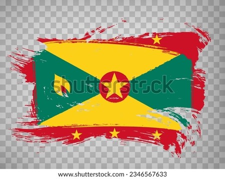 Flag Grenada brush stroke background.  Flag of  Grenada on tranparent backrgound for your web site design, app, UI.  Stock vector. EPS10.