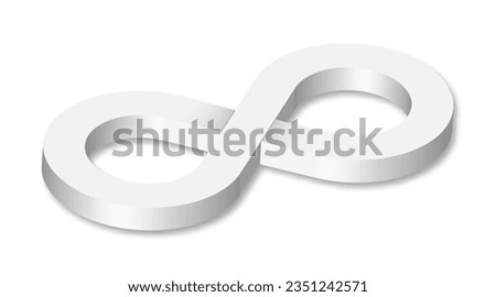 White 3D Infinity Symbol on white Background. Endless Vector Logo Design. Concept of infinity with shadow for your web site design, logo, app, UI. EPS10.
