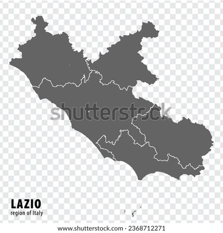 Blank map Lazio of Italy. High quality map Region Lazio with municipalities on transparent background for your web site design, logo, app, UI.  EPS10.