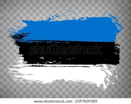 Flag Estonia brush stroke background.  Flag of  Republic of Estonia on transparent backrgound for your web site design, app, UI.  Stock vector. EPS10.