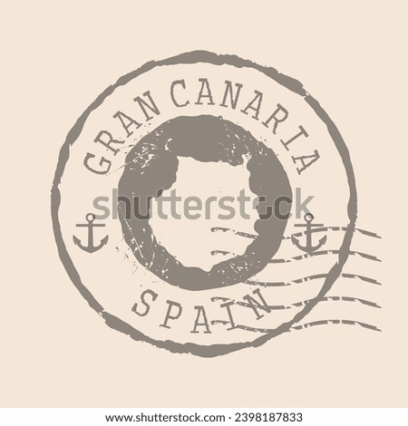 Stamp Postal of Gran Canaria. Map Silhouette rubber Seal.  Design Retro Travel. Seal  Map Gran Canaria of Canary Islands grunge  for your design.  Spain. EPS10