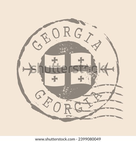 Georgia Stamp Postal. Flag of Georgia rubber Seal.  Design Retro Travel. Seal  Georgia  grunge  for your design, app, UI.  EPS10.