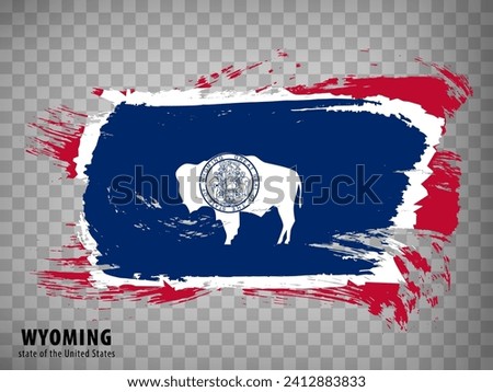 Flag of Wyoming from brush strokes. United States of America.  Waving Flag Wyoming on transparent background for your web site design, logo, app, UI. Stock vector. Vector illustration EPS10.