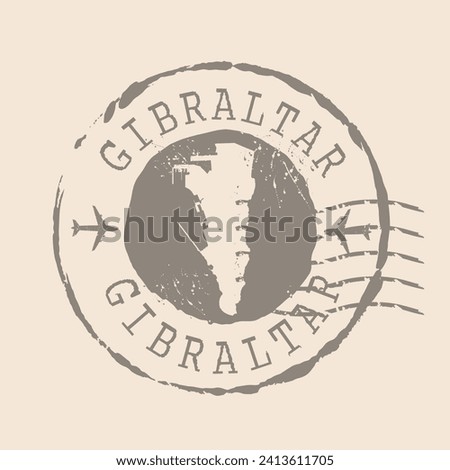 Stamp Postal of  Gibraltar. Map Silhouette rubber Seal.  Design Retro Travel. Seal of Map Gibraltar grunge  for your web site design, logo, app, UI. British Overseas Territory. EPS10