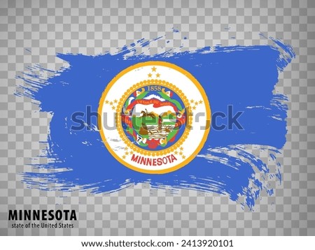 Flag of Minnesota from brush strokes. United States of America.  Waving Flag Minnesota on transparent background for your web site design, logo, app, UI. Stock vector. Vector illustration EPS10.