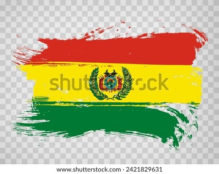 Flag of Bolivia from brush strokes.  Waving Flag Bolivia on transparent background for your web site design, logo, app, UI. Stock vector. Vector illustration EPS10.