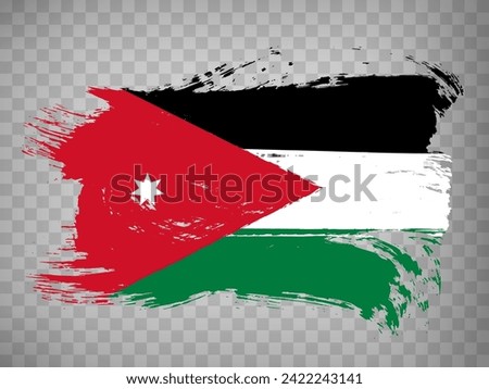 Flag Jordan from brush strokes.  Waving Flag of Jordanian Kingdom on transparent background for your web site design, logo, app, UI. Stock vector. Vector illustration EPS10