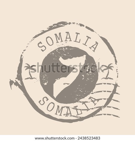 Stamp Postal of  Somalia. Map Silhouette rubber Seal.  Design Retro Travel. Seal of Map Somalia grunge  for your web site design, logo, app, UI. EPS10