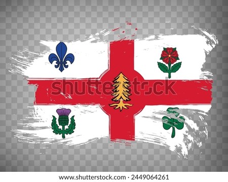 Flag of Montreal brush strokes. Waving Flag Montreal city  Canadian province of Quebec on transparent background for your web site design, app, UI.  EPS10.