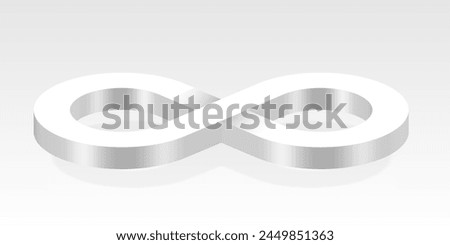 White 3D Infinity Symbol on white Background. Endless Vector Logo Design. Concept of infinity with shadow for your web site design, logo, app, UI. EPS10.