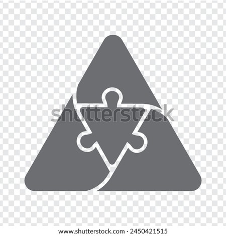 Simple icon puzzle in gray. Simple icon triangle puzzle of the four elements  on transparent background for your web site design, app, UI. EPS10.