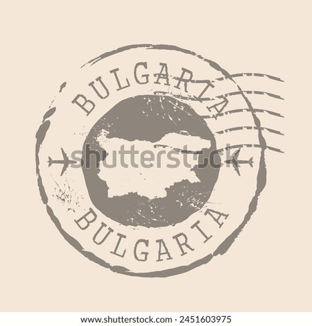Stamp Postal  Bulgaria. Map Silhouette rubber Seal.  Design Retro Travel. Seal of Map Bulgaria grunge  for your web site design, logo, app, UI. EPS10