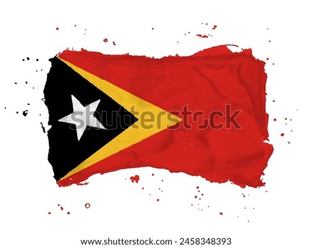 Flag of East Timor brush stroke background. Flag East Timor on white background. Watercolor style for your design, app, UI. EPS10.