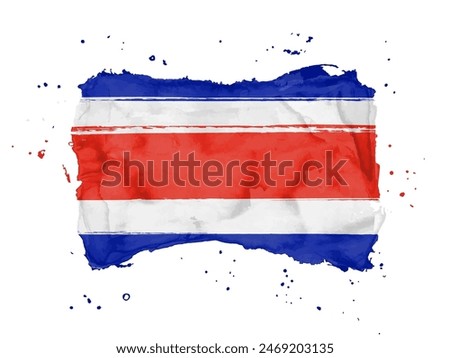 Flag of Costa Rica brush stroke background. Flag Costa Rica on white background. Watercolor style for your design; app; UI. EPS10.