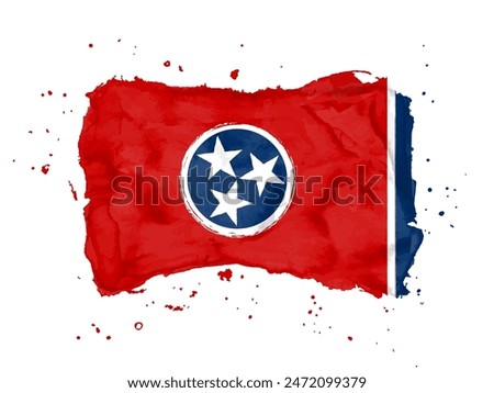 Flag of  Tennessee from brush strokes. United States of America. Watercolor style for your design. Flag State Tennessee on white background for your web site design, app, UI. EPS10.