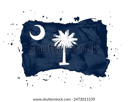 Flag of  South Carolina from brush strokes. United States of America. Watercolor style for your design. Flag State South Carolina on white background for your web site design, app, UI. EPS10.