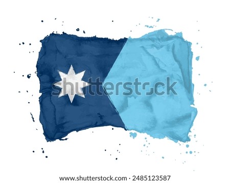 Flag of  Minnesota, brush stroke background.  New Flag State Minnesotaof United States on white background. Watercolor style for your design.  USA. EPS10.