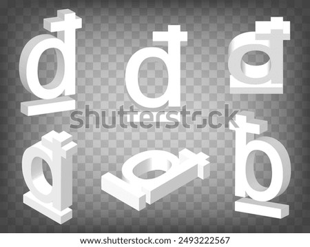 Set of perspective projections 3d Vietnamese dong Sign model icons on transparent background.  High detailed 3d sign of  Vietnamese dong.  Abstract concept of graphic elements for your design. EPS 10