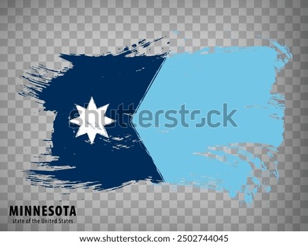 New Flag of Minnesota from brush strokes. United States of America.  Waving Flag Minnesota on transparent background for your web site design, logo, app, UI. Stock vector. Vector illustration EPS10.