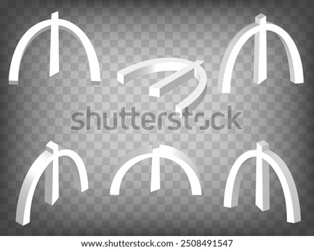 Set of perspective projections 3d Azerbaijani manat  Sign model icons on transparent background.  High detailed 3d sign of Azerbaijani manat.  Abstract concept of graphic elements . EPS 10