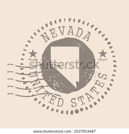 Stamp Postal of Nevada. Map Silhouette rubber Seal.  Design Retro Travel. Seal  Map of Nevada grunge  for your design. United States.  EPS10