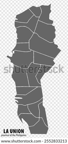 Blank map La Union of Philippines. High quality map Province of La Union with districts on transparent background for your web site design, logo, app, UI.  Republic of the Philippines.  EPS10.