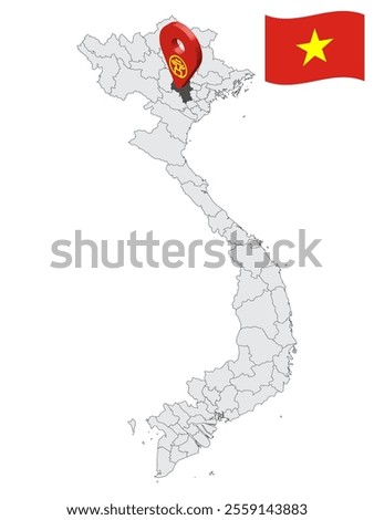 Location of Hanoi is capital of Vietnam on map . 3d Hanoi flag map marker location pin. Quality map with Provinces of Vietnam for your web site design, app, UI. EPS10.