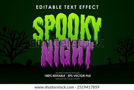 Editable Spooky Night Text Effect, Graphic Style Effect, with Background Halloween