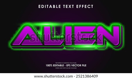 Editable Alien Green Purple Neon Color 3D Text Effect With Lens Flare