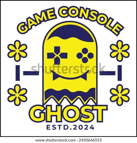 vector design illustration of game console ghost with a console in the shape of a ghost in yellow and blue colors in a simple style. suitable for logos, icons, posters, advertisements, banners.