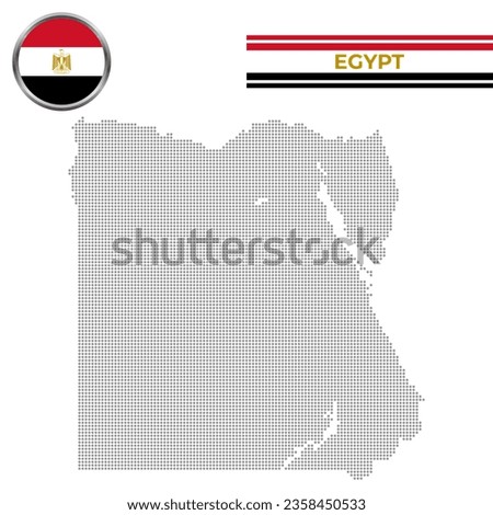 Dotted map of Egypt with circular flag