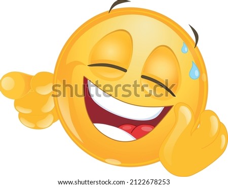 Smiling cute emoji, vector image.