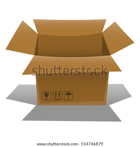 Opened empty cardboard box. Vector illustration