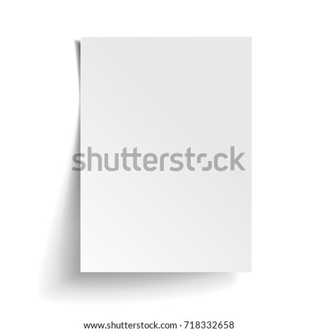Vector White sheet of paper. Realistic empty paper note template of A4 format with soft shadows isolated on white background 商業照片 © 