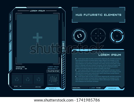 Futuristic touch screen of user interface. Modern HUD control panel. High tech screen for video game. Sci-fi concept design. Vector illustration.