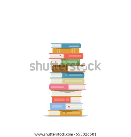 Stack of books on a white background. Pile of books vector illustration. Icon stack of books in flat style.