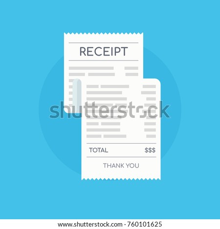 Icon shopping receipt. Invoice sign. Paying bills. Vector illustration in flat style.