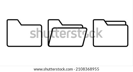 Open and closed folders outline icon vector illustration