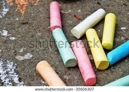 colored chalk on sidewalk